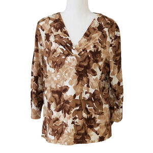 Dana Buchman T-shirt, flowered brown - Size L
